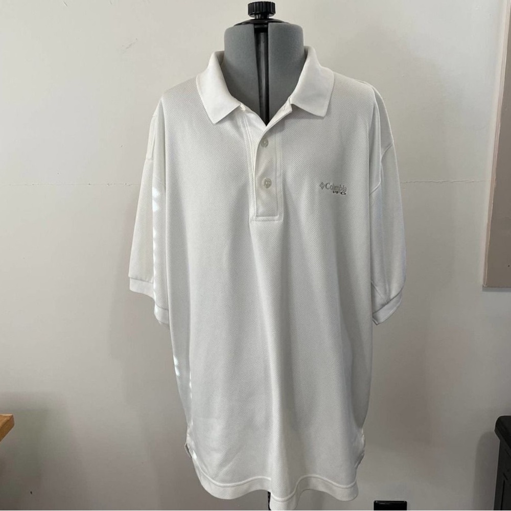 Columbia White Polo Shirt Relaxed Fit Short Sleeves